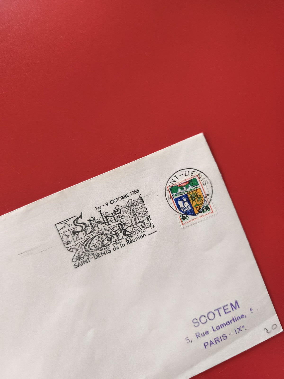 Enveloppe philatélie Saint-Denis de la Réunion cachet 1968 timbre couleur