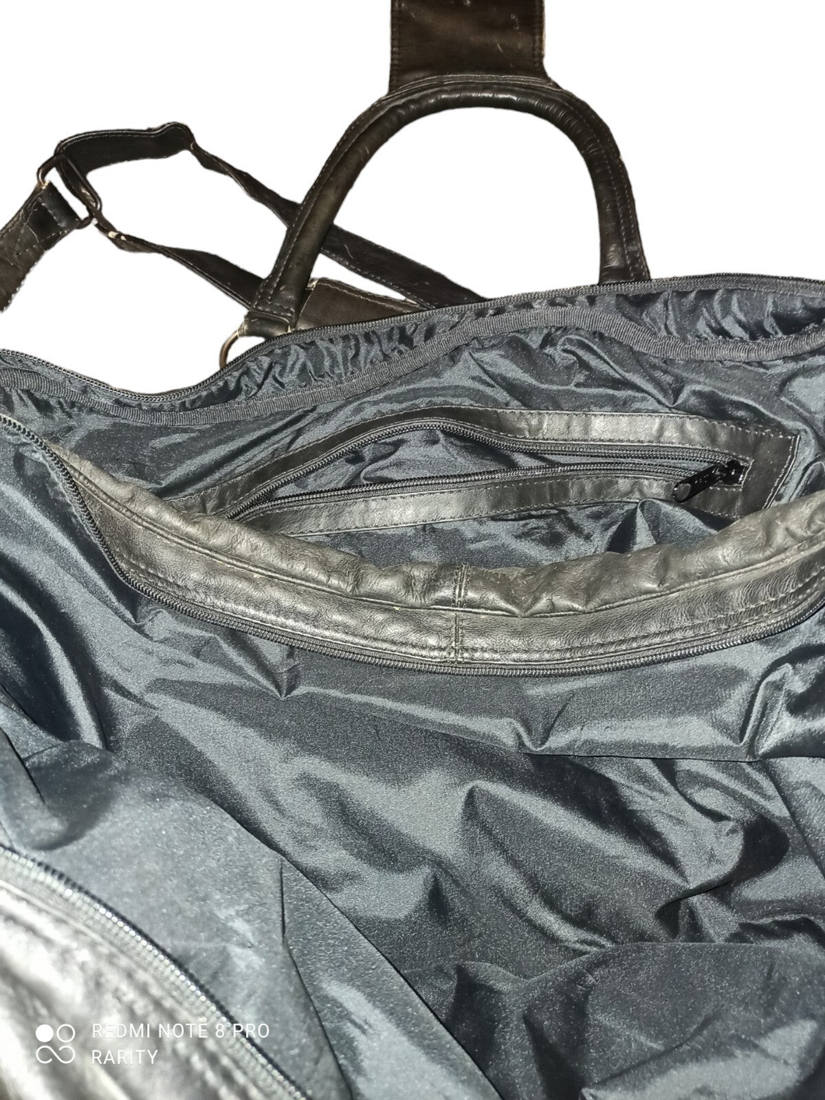 Sac de voyage en cuir noir Colombie, fait main, poignée et bandoulière