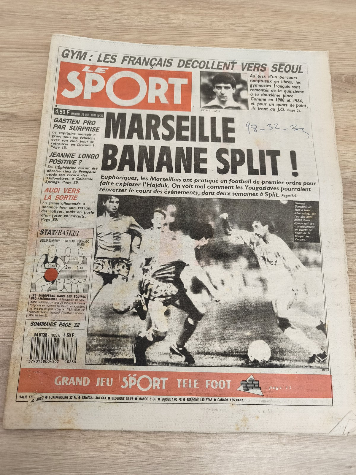 Ancien journal Le Sport OM Marseille Split 1987 vintage football collector