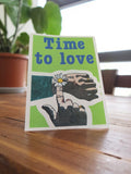 Autocollant vintage Time to love – Stickers rétro déco, illustration fleur