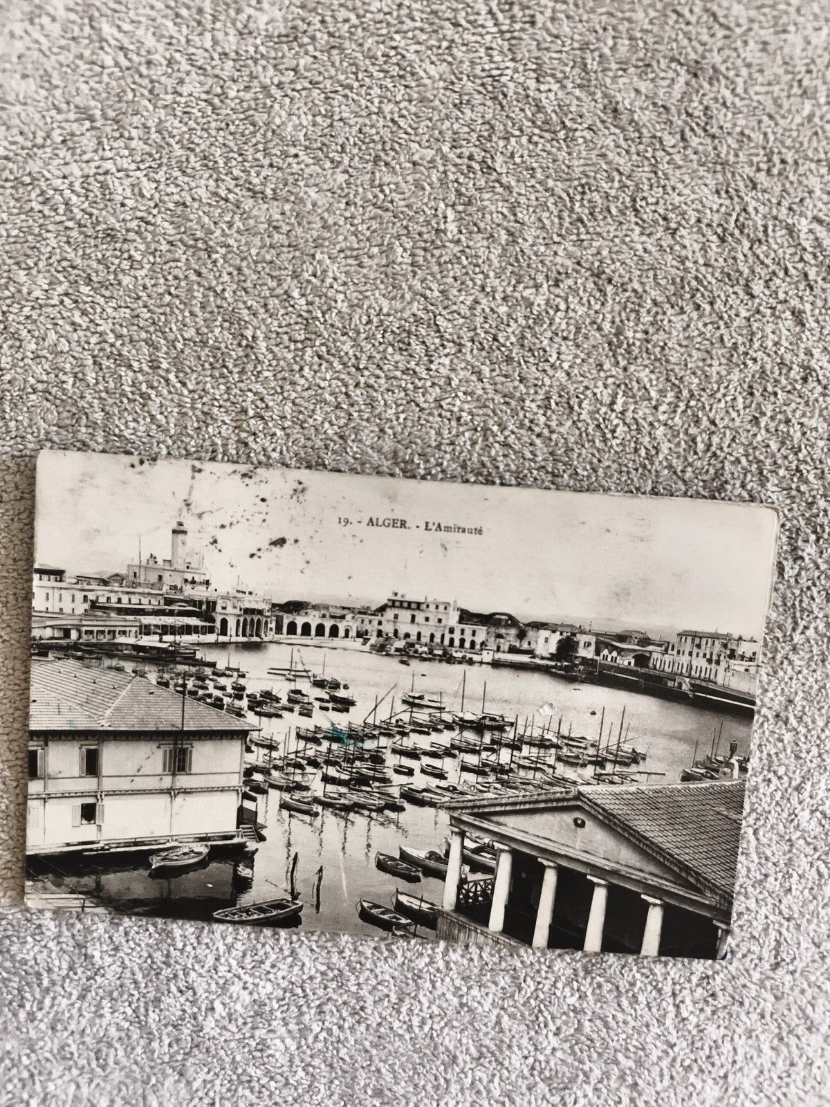 CPA photo ancienne Alger L'Amirauté port bateaux noir et blanc