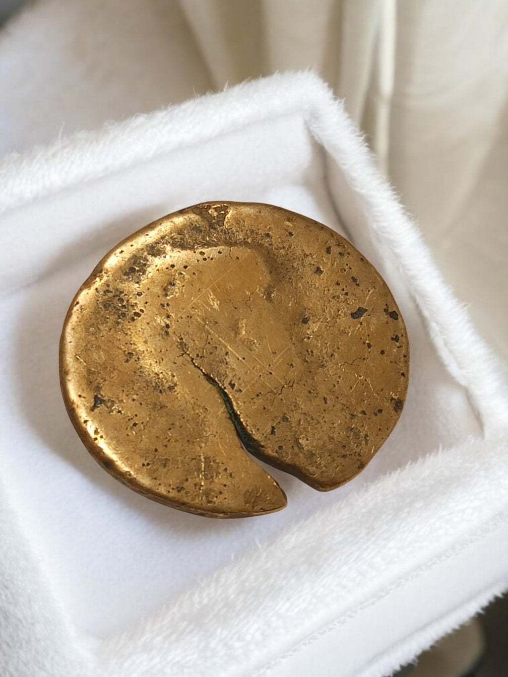 Ancien flan monétaire cuivre, pièce vintage brut, médiéval ou antique collection