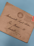 Lettre ancienne oblitérée Marseille 1933, enveloppe manuscrite, philatélie (Ref