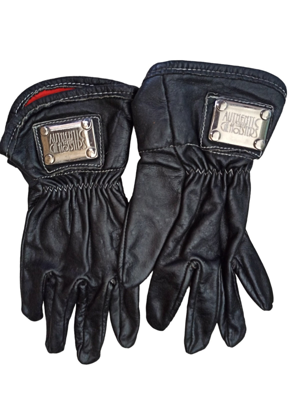 Gants femme cuir noir Authentics All Roosters plaque métal style motard