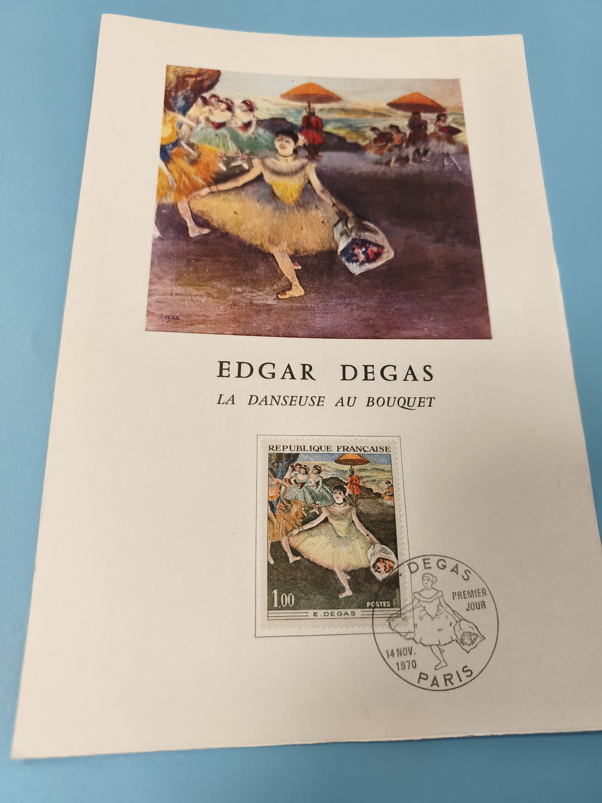 Enveloppe premier jour FDC Edgar Degas La Danseuse au Bouquet timbre 1970