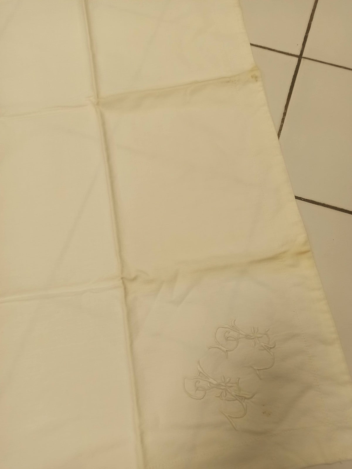 Set vintage linge de table brodé dentelle crochet XIXe rare ancien déco rétro