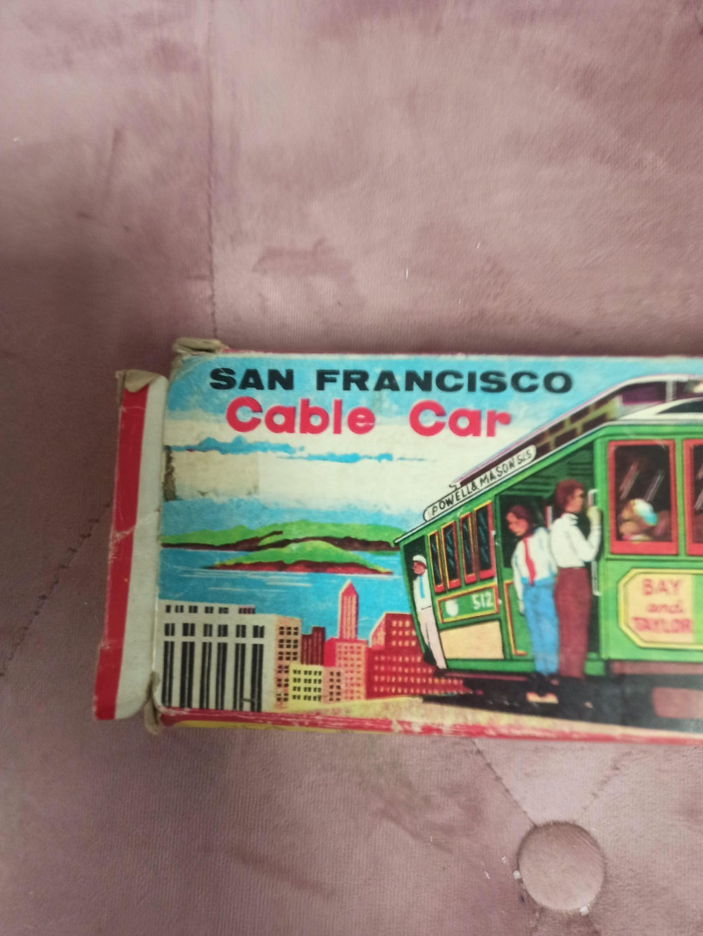 Jouet vintage cable car San Francisco boîte, friction, étain, Japon années 60