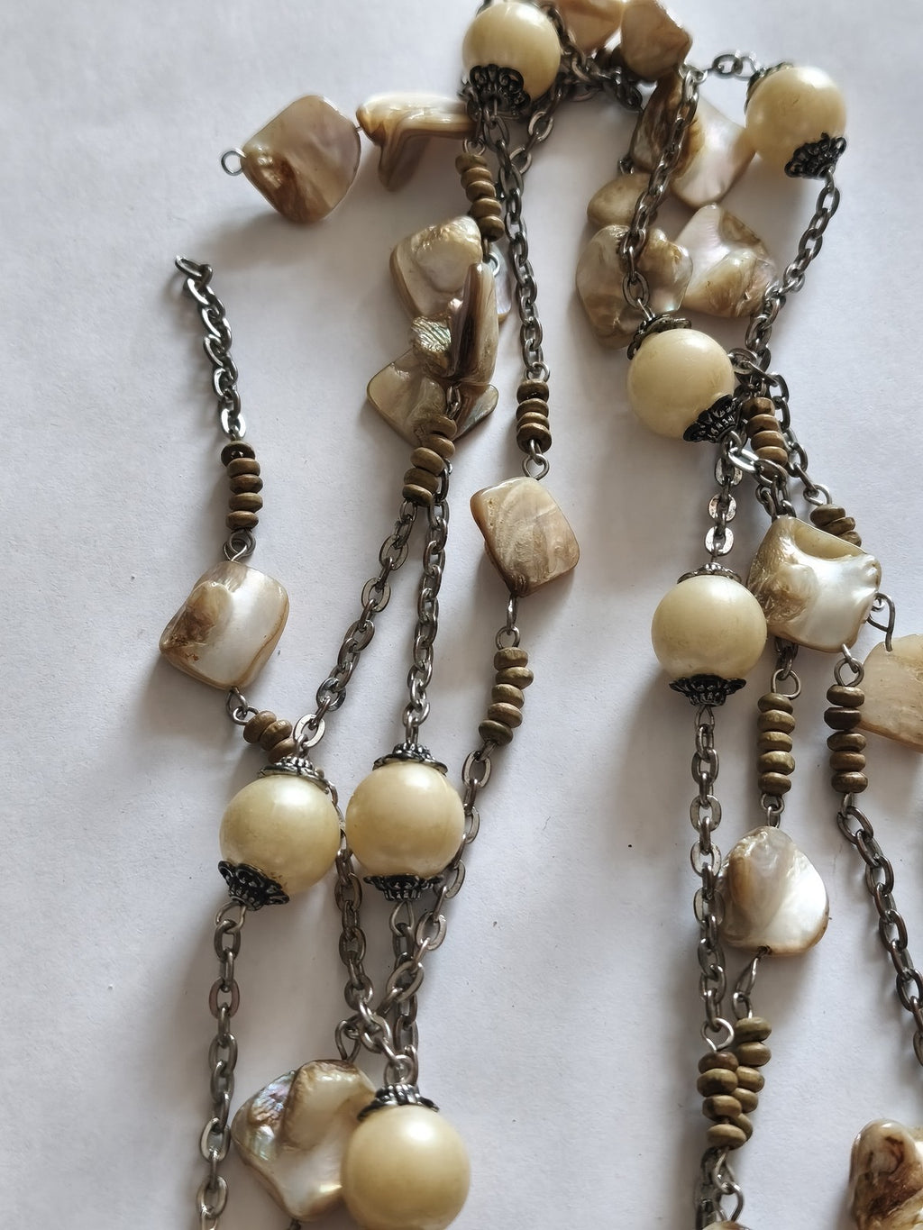 Collier ancien vintage en coquillages naturels rétro, bijou artisanal collection