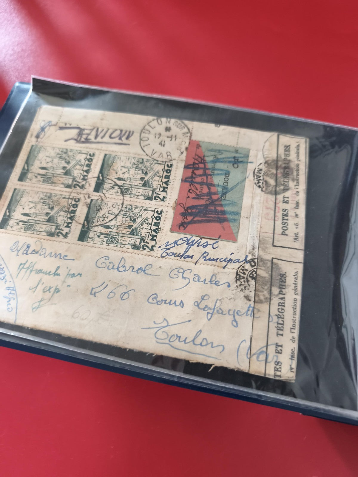Ancienne enveloppe oblitérée Toulon 1944 timbres France collection philatélie