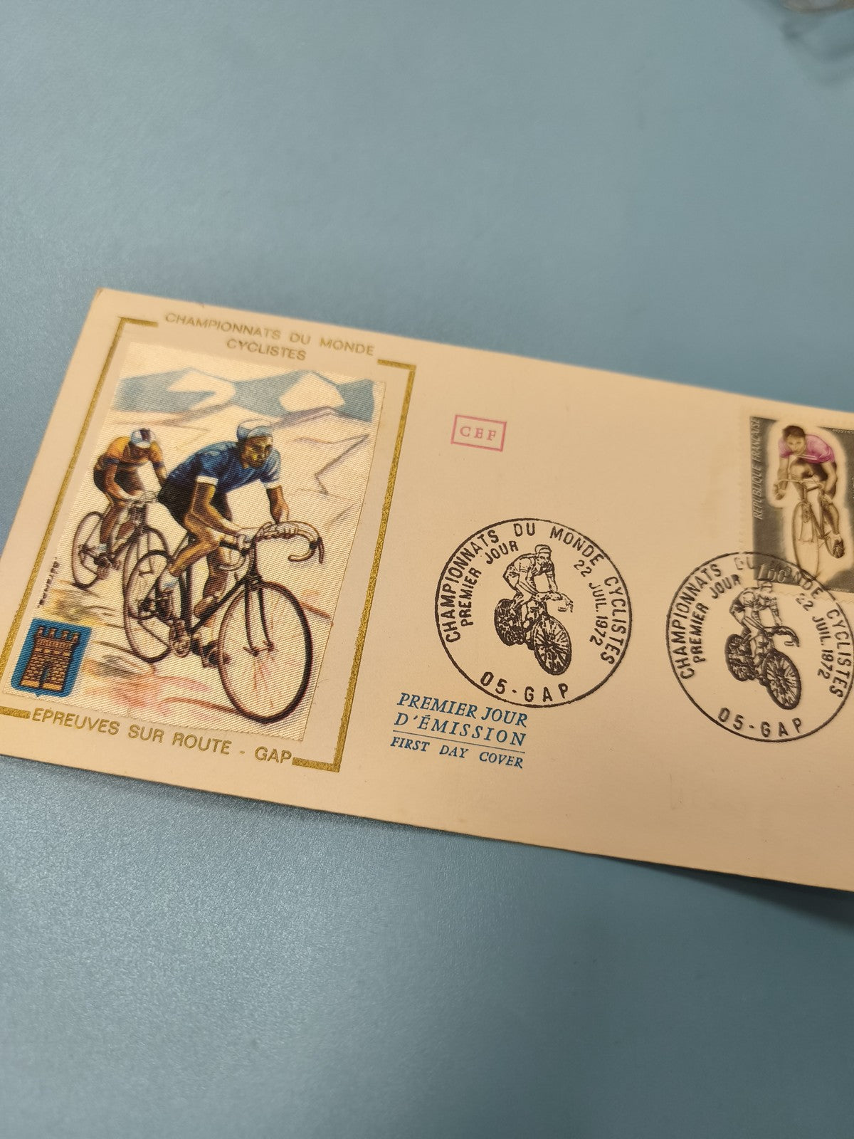 Enveloppe FDC Championnats du Monde Cyclistes Gap 1972 timbre premier jour