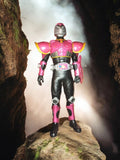 Figurine Kamen Rider Raia Bandai rose noir avec carte série Héros jouet