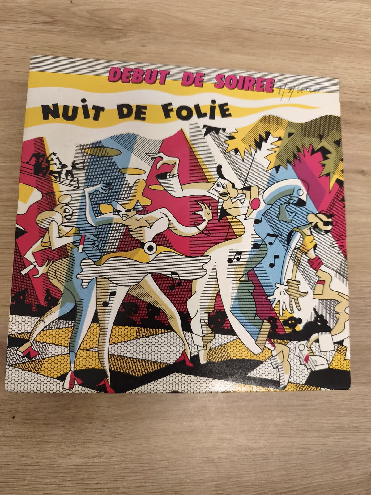 Vinyle 45 tours Début de Soirée Nuit de Folie pochette colorée illustrée