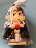 Figurine Peko Chan kimono noir, mascotte japonaise, main rouge