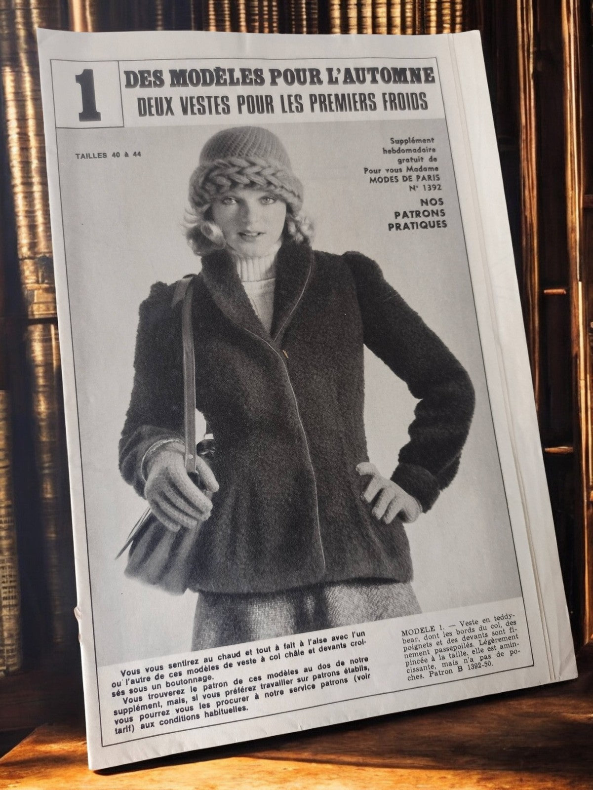 Patron couture vintage Modes de Paris N°1392 veste femme rétro années 70
