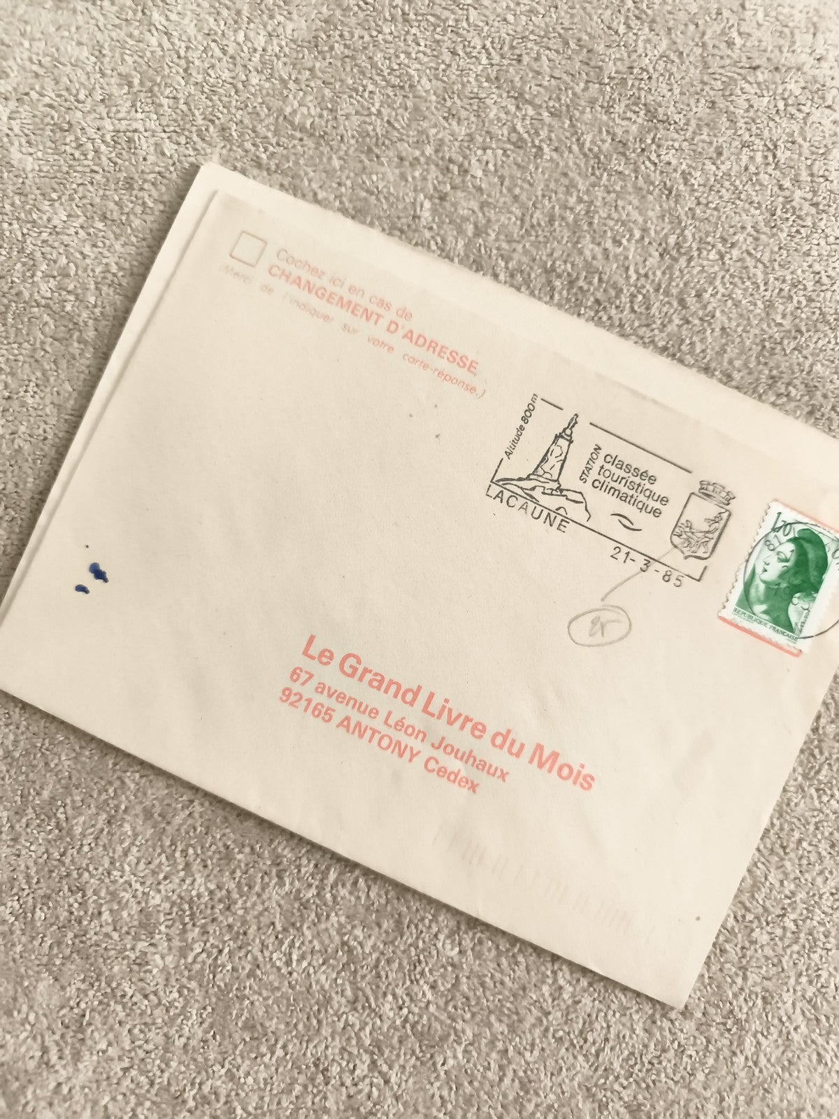 Lettre affranchie France 1985 Le Grand Livre du Mois Lacaune philatélie
