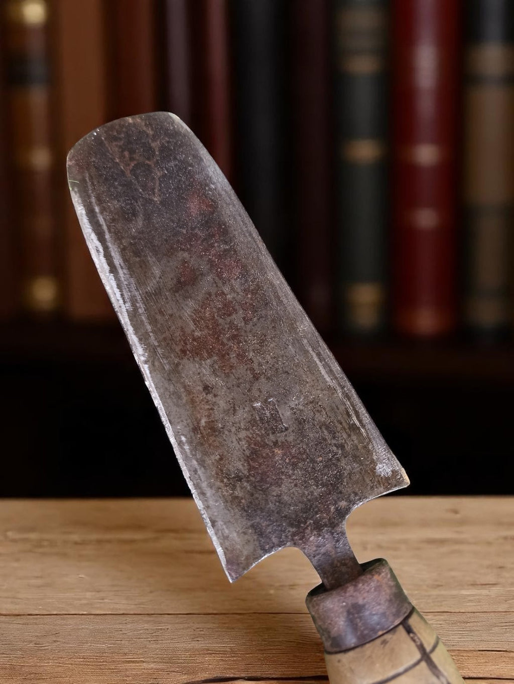 Spatule ancienne de gemmeur métal manche bois outil vintage atelier bijoutier