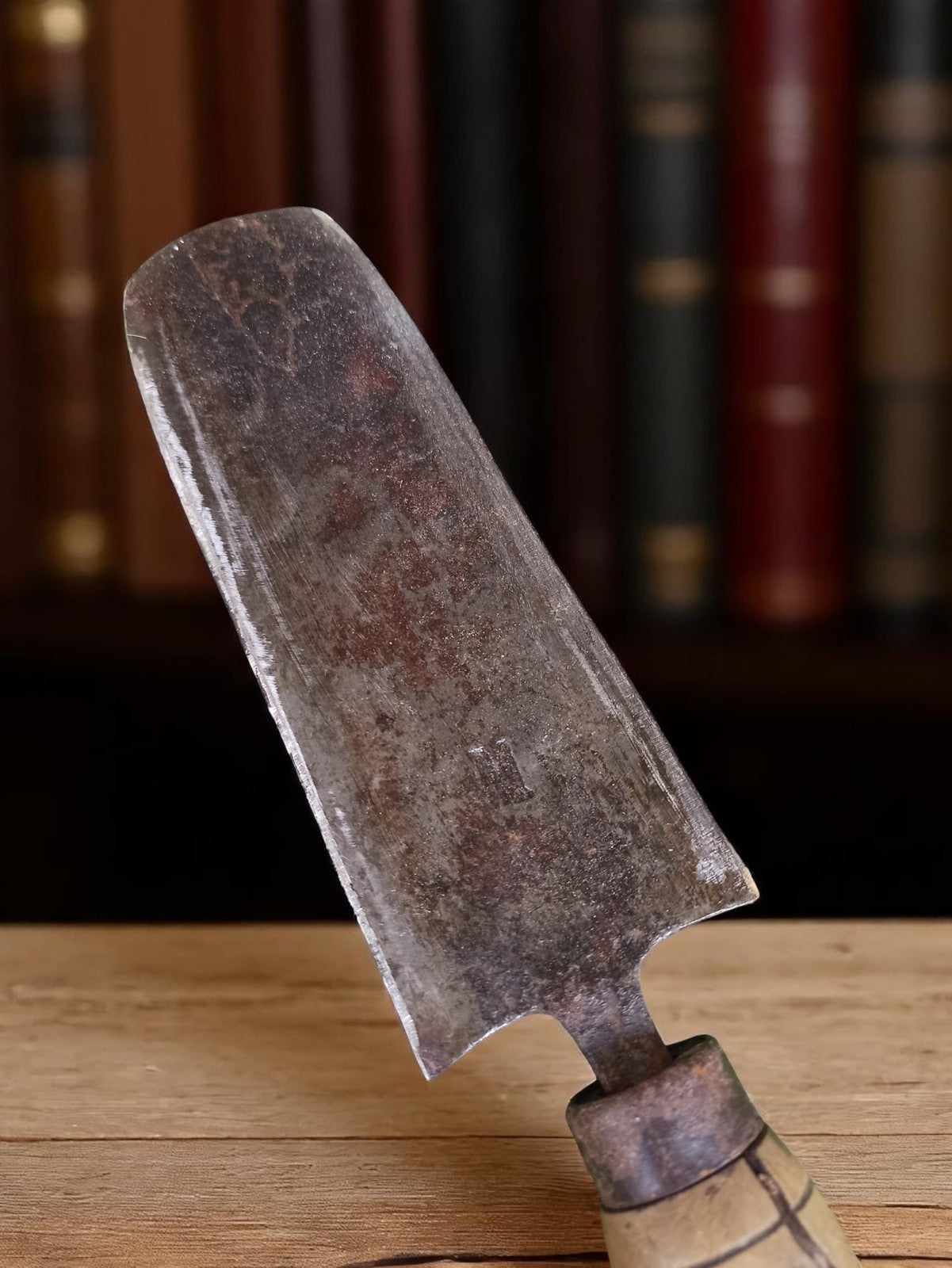 Spatule ancienne de gemmeur métal manche bois outil vintage atelier bijoutier