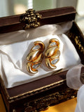 Boucles d’oreilles vintage dorure métal et strass rétro chic années 80