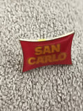 Pin's publicitaire vintage SAN CARLO rouge jaune logo années 90 (Ref 9)