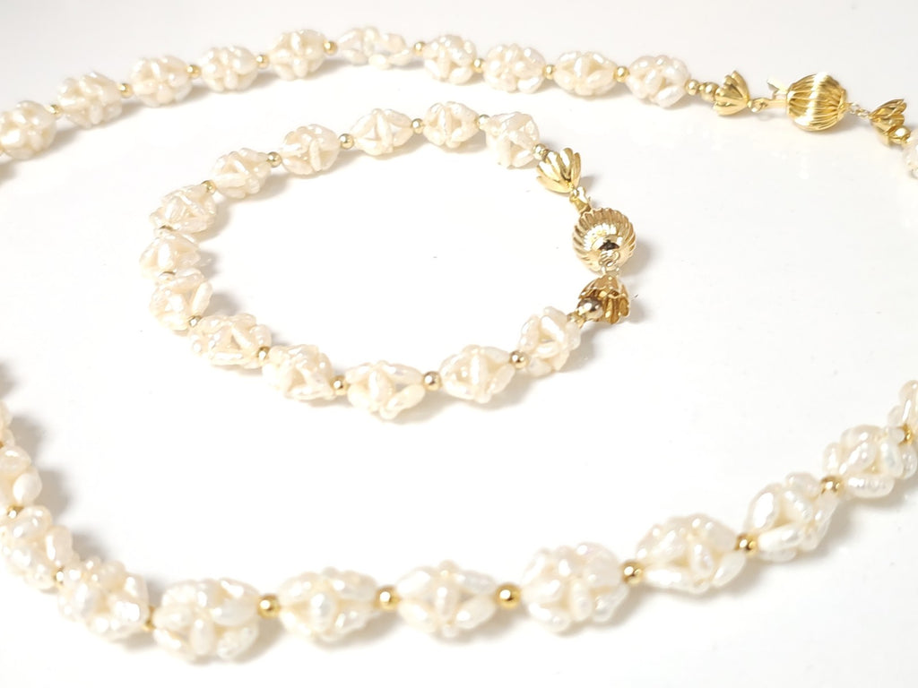 Lot vintage collier et bracelet perles de culture authentiques ancien collection