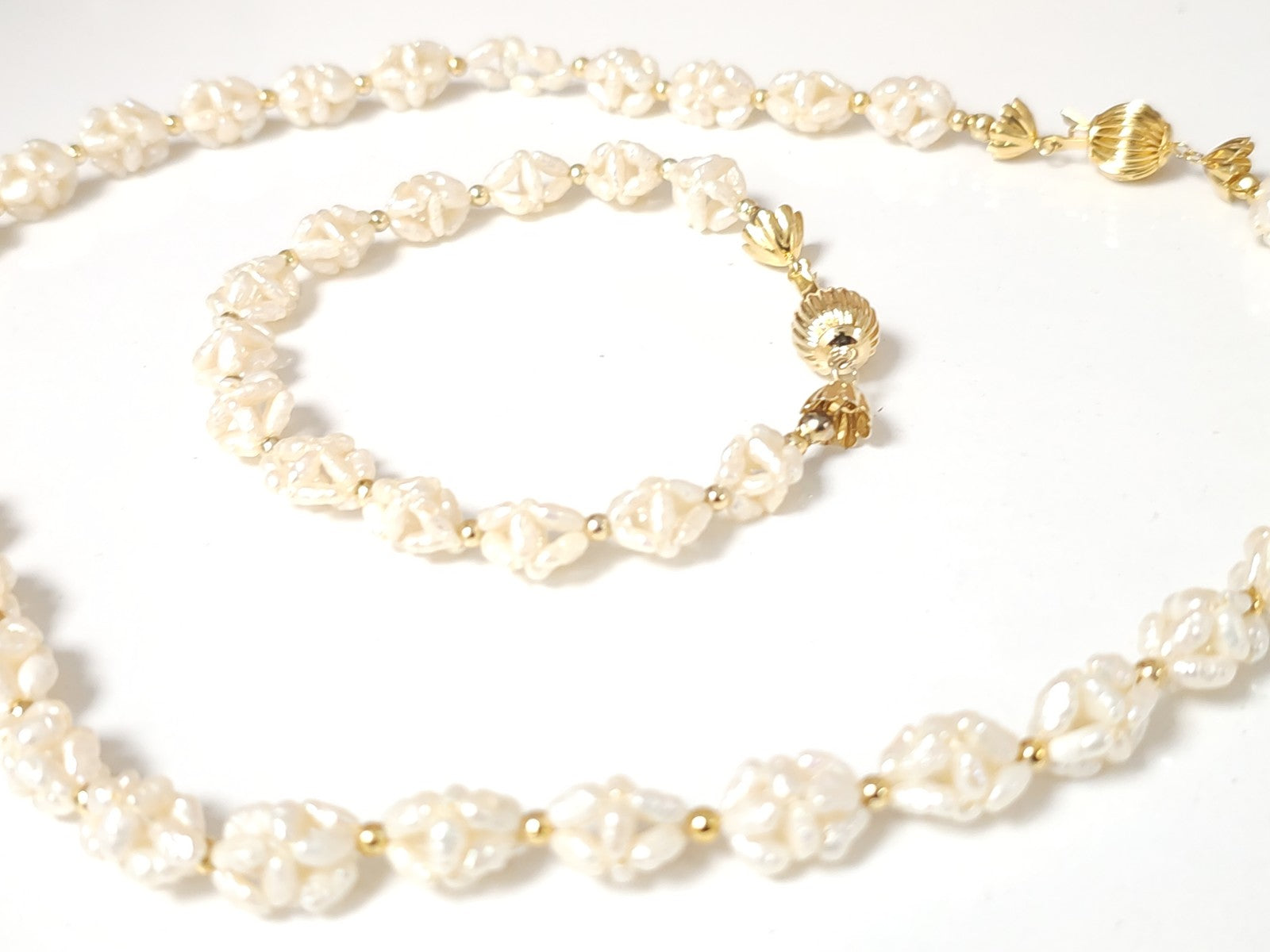Lot vintage collier et bracelet perles de culture authentiques ancien collection