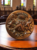 Bouton de livrée blasonné ancien XIXe, motif héraldique, pièce vintage déco