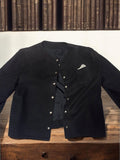 Veste femme vintage noire col rond, blazer chic bouton pression