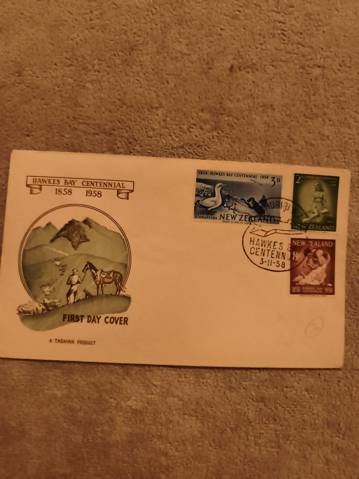 Enveloppe 1er Jour Hawkes Bay Centennial 1958 Nouvelle-Zélande philatélie