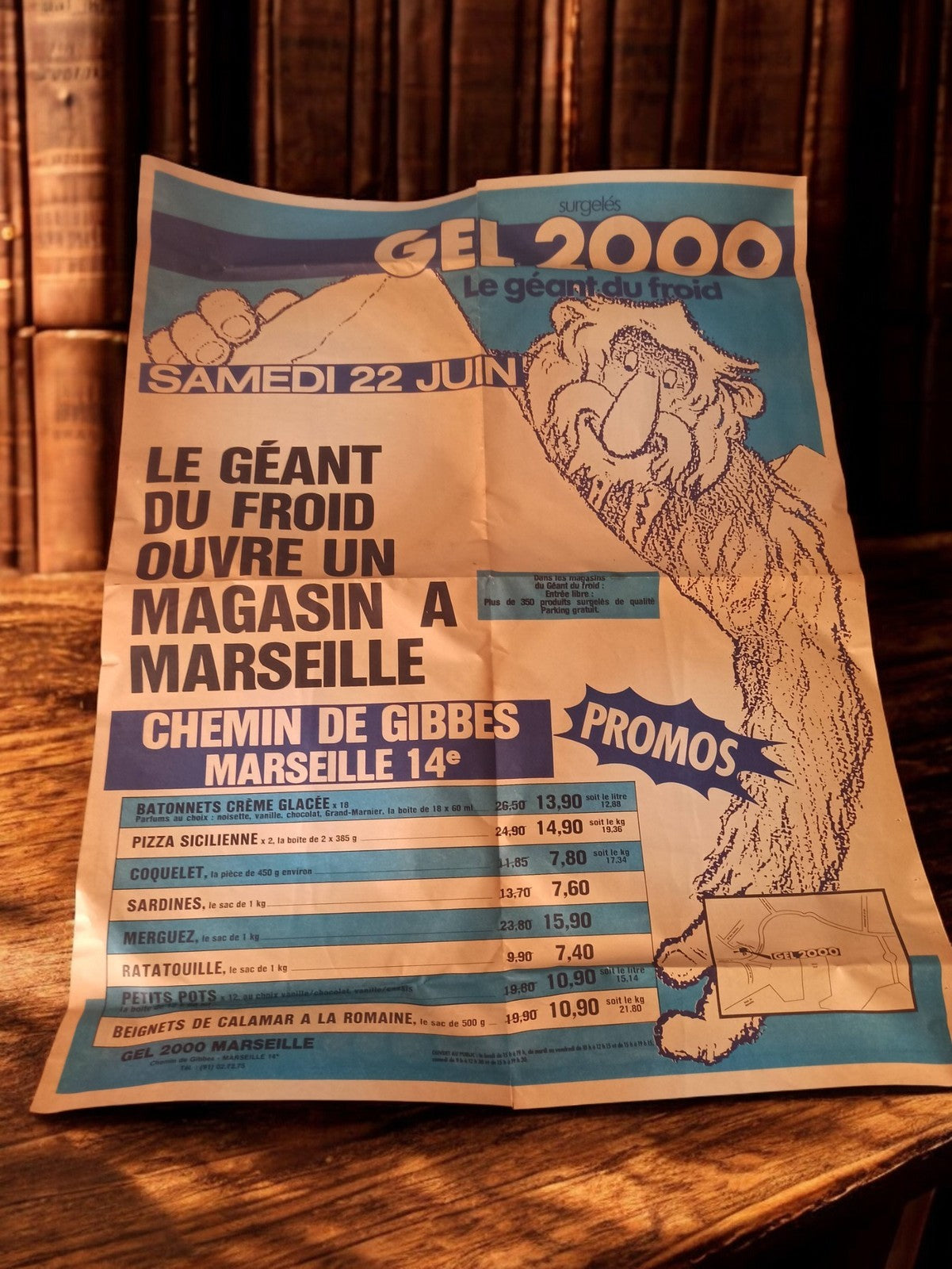 Affiche vintage GEL 2000 Marseille années 70 déco rétro épicerie surgelés