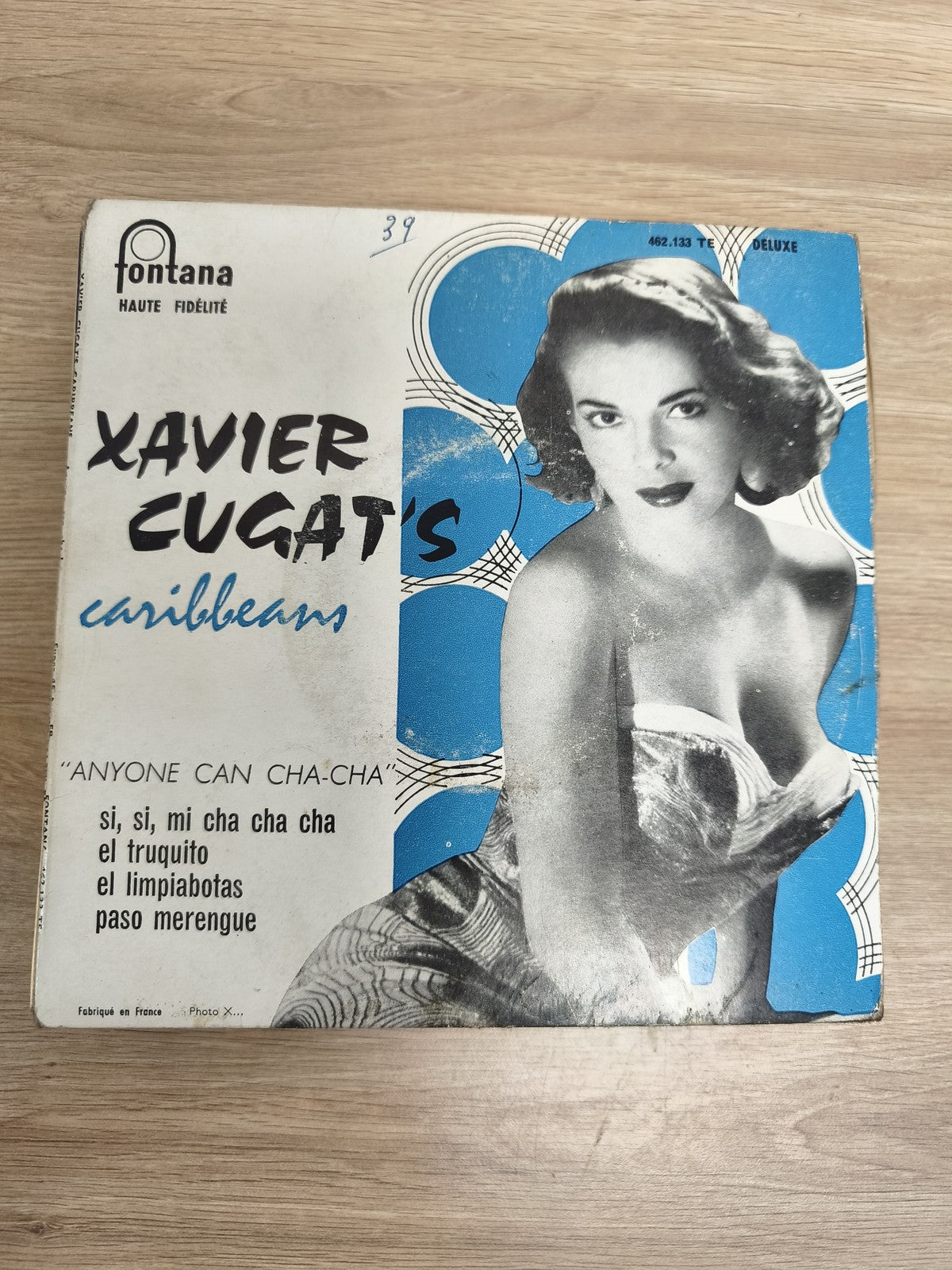 Vinyle 45T Xavier Cugat's Caribbeans Fontana pochette bleue si si mi cha cha