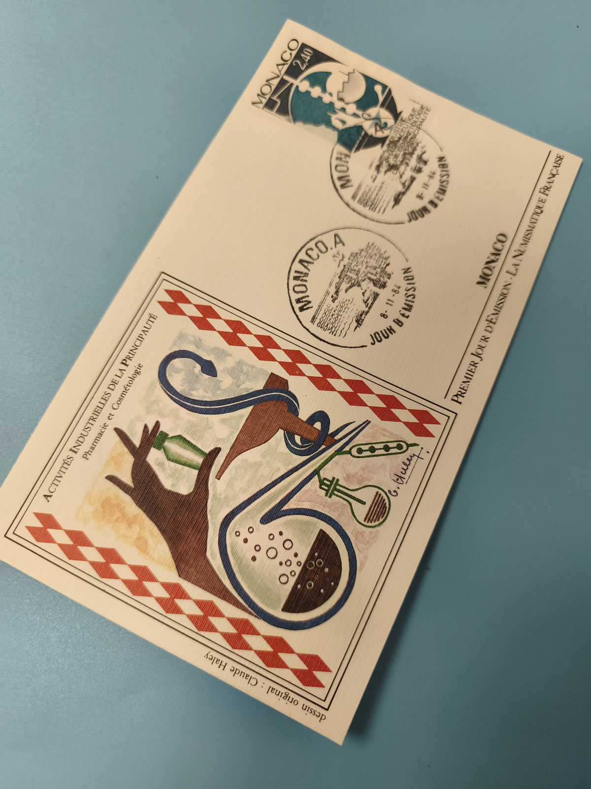 Enveloppe Premier Jour Monaco FDC timbre 2,40 illustration activités industriell