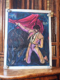 Lithographie vintage tauromachie Lanaretti manoleteña rétro déco art mural