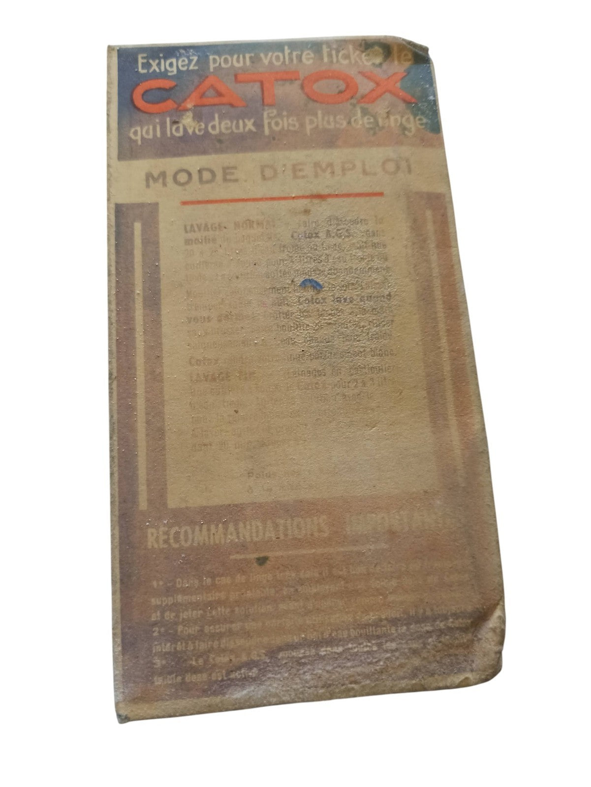 Paquet lessive Catox ancien années 50 vintage rétro déco pub France