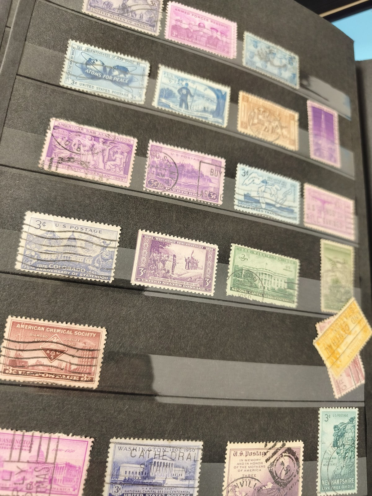 Lot anciens timbres oblitérés USA vintage ? collection philatélie couleurs varié