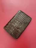 Porte-monnaie ancien cuir marron aspect croco vintage rétro portefeuille