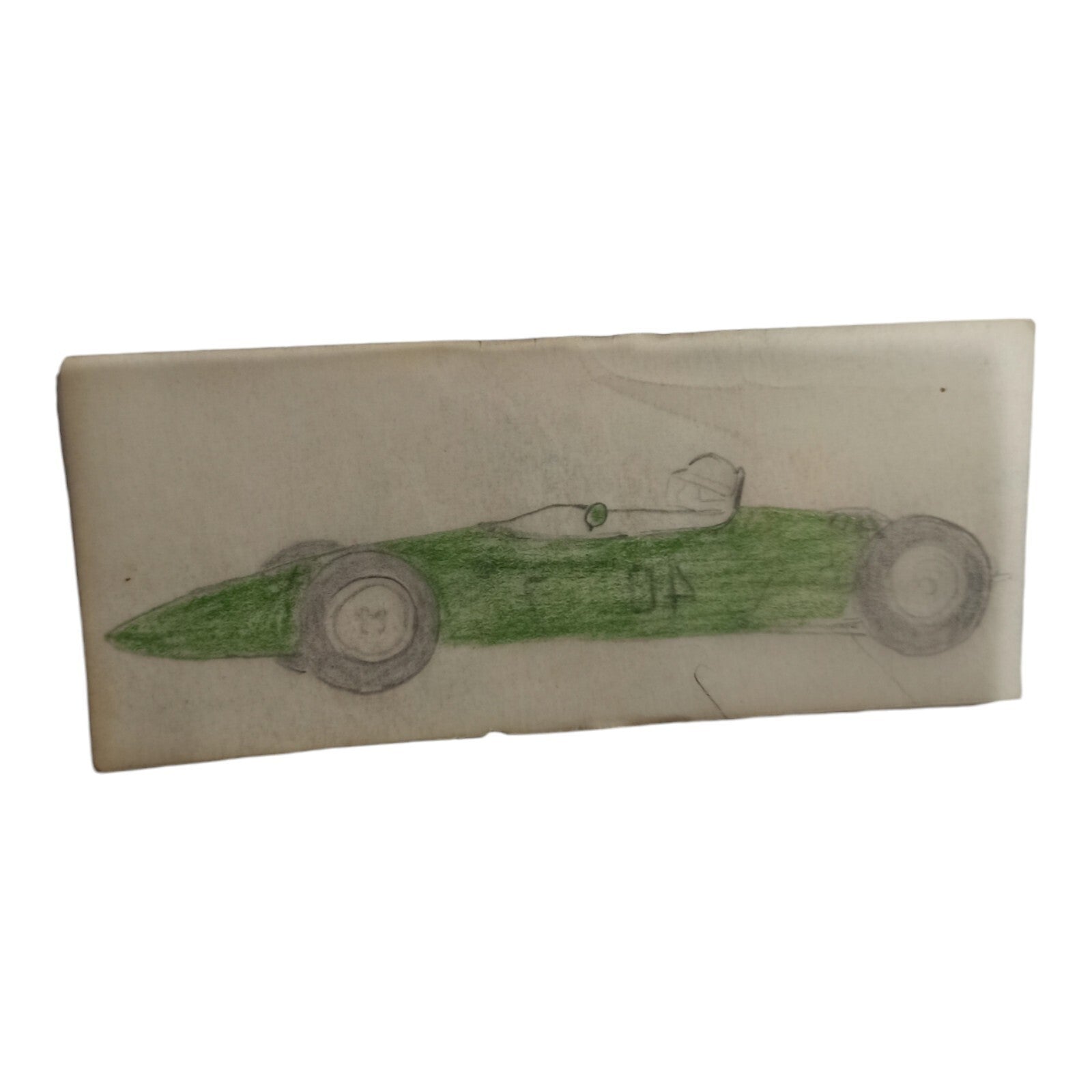 Dessin original voiture Scalextric Dinky Toys sur calque vert, vintage rare