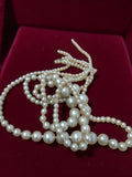 Collier perles fantaisie vintage ancien, bijou rétro blanc ivoire femme