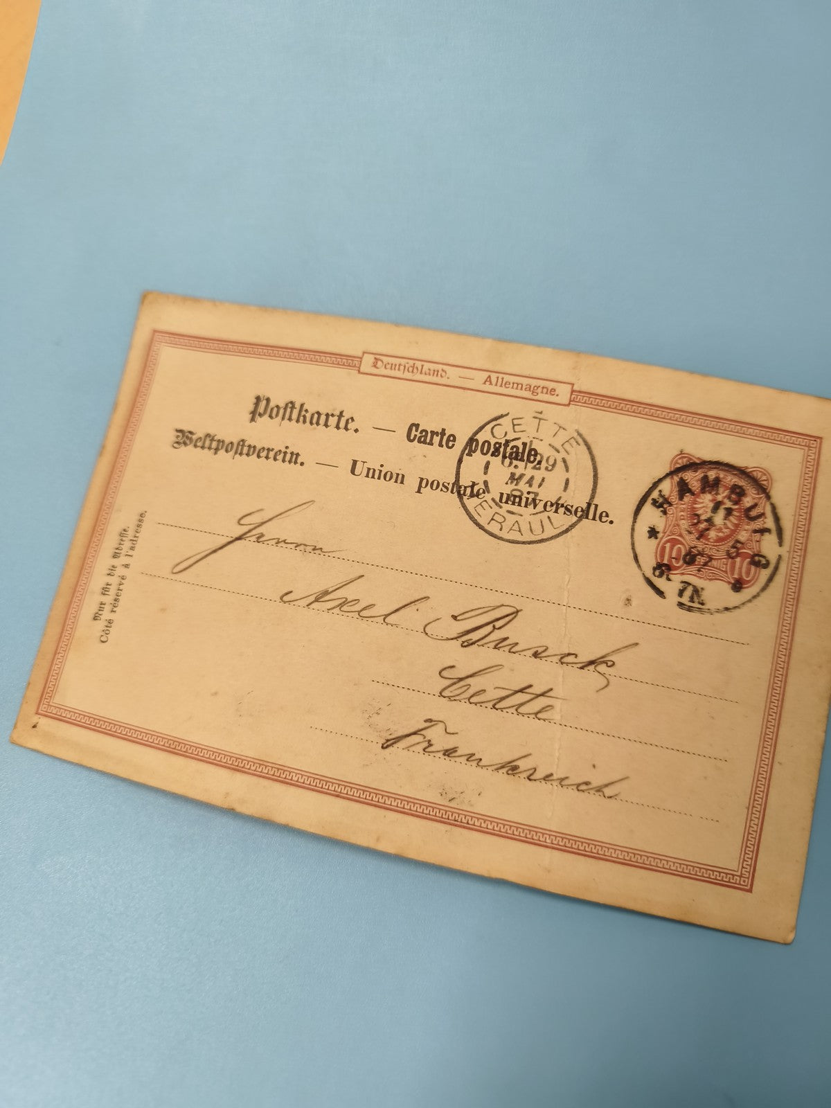 Ancienne enveloppe oblitérée XIXe philatélie Allemagne France vintage (Ref 9)