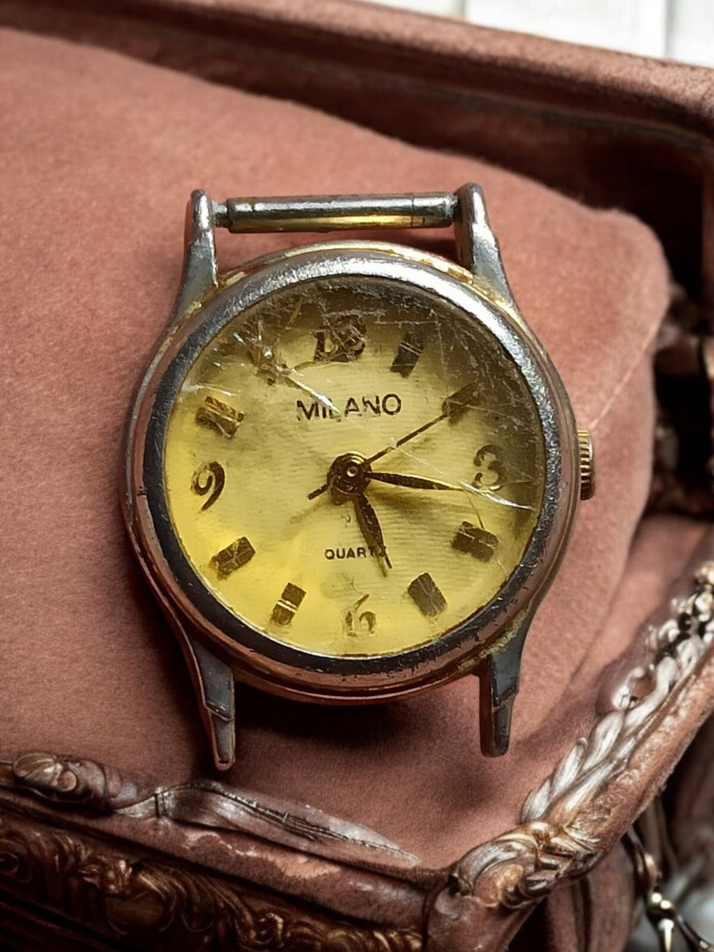 Montre vintage Milano quartz, cadran doré, plaquée or 18K, Japon, années 80