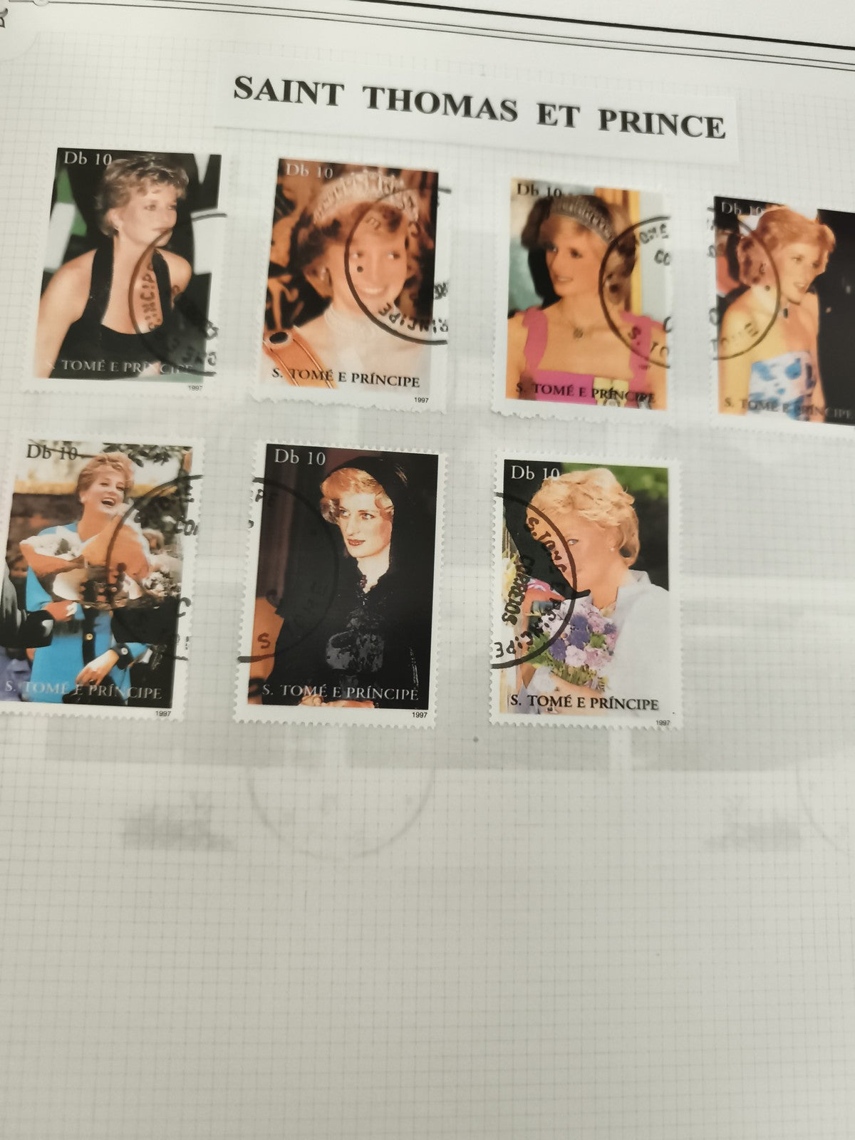 Timbres oblitérés S. Tomé e Príncipe 1997 Db10 lot x7 Diana Princess of Wales