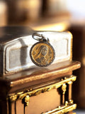 Pendentif religieux ancien catholique en métal, médaillon doré Vierge Marie