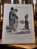 Lithographie ancienne Mœurs conjugales Daumier caricature XIXe siècle France