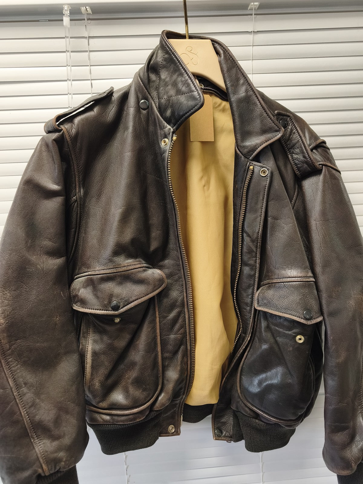 Blouson homme cuir ancien vintage taille L veste rétro pour collectionneur