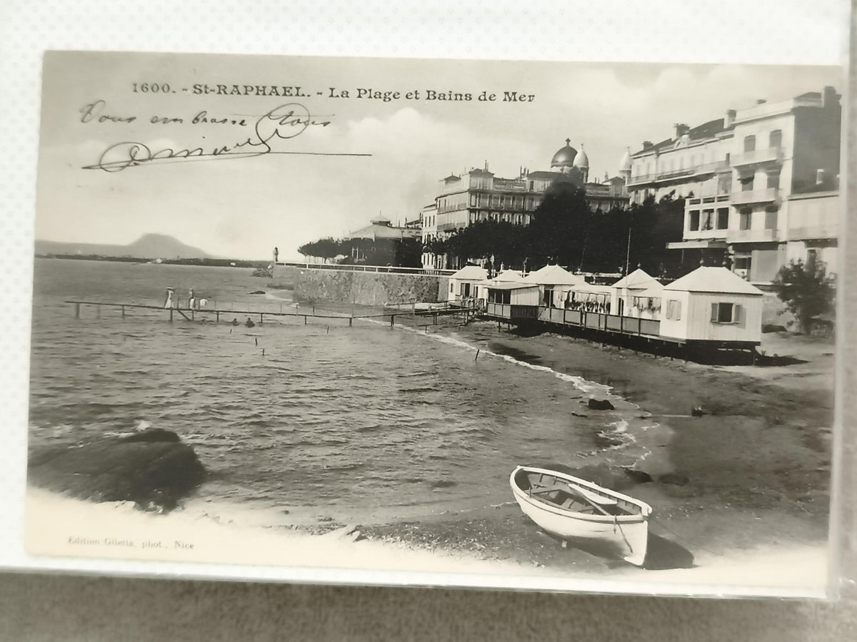 Carte postale ancienne St-Raphaël Plage bains de mer animée années 1910 CPA