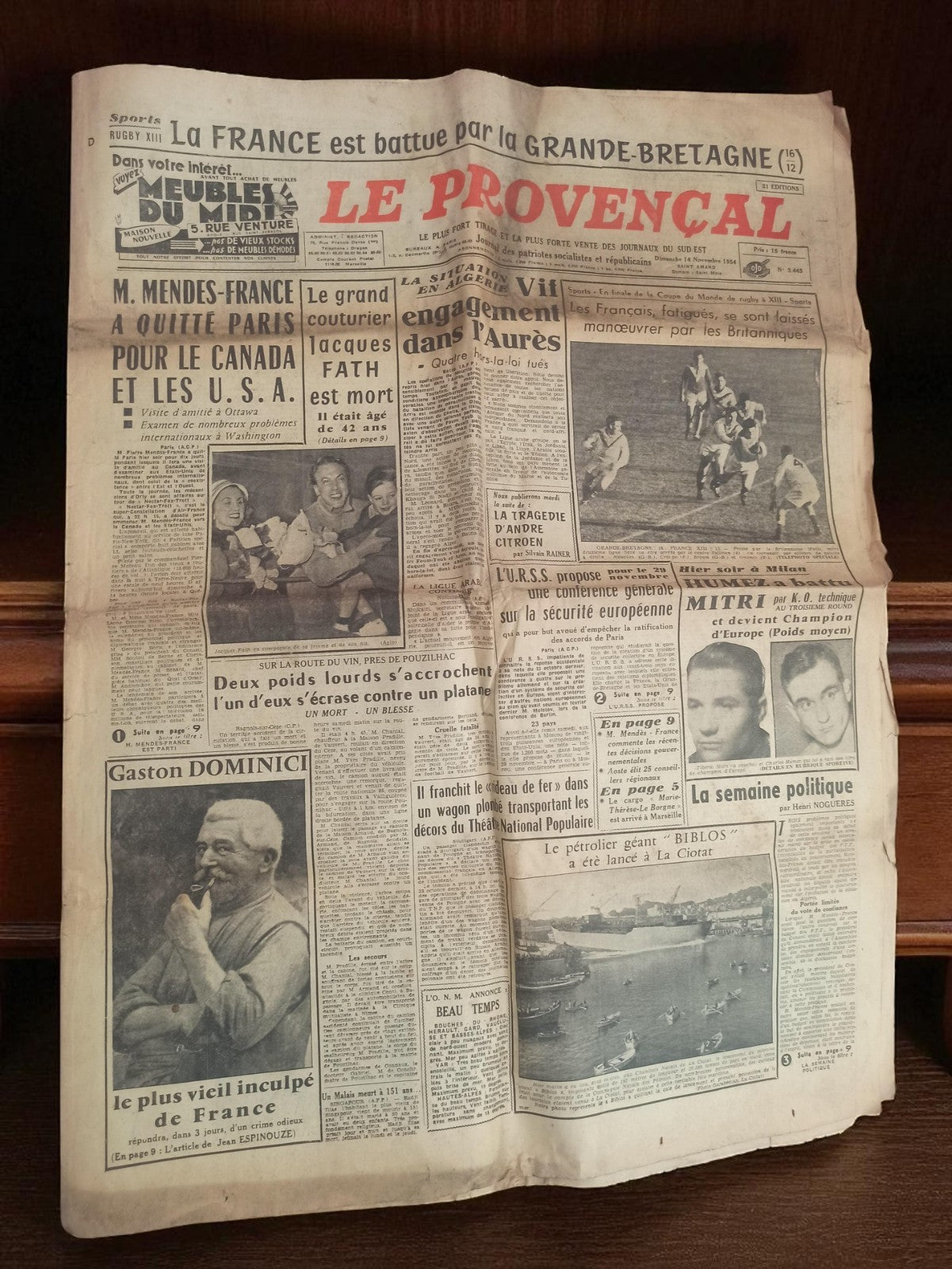Journal ancien Le Provençal 1950s presse vintage rétro France quotidien d'époque