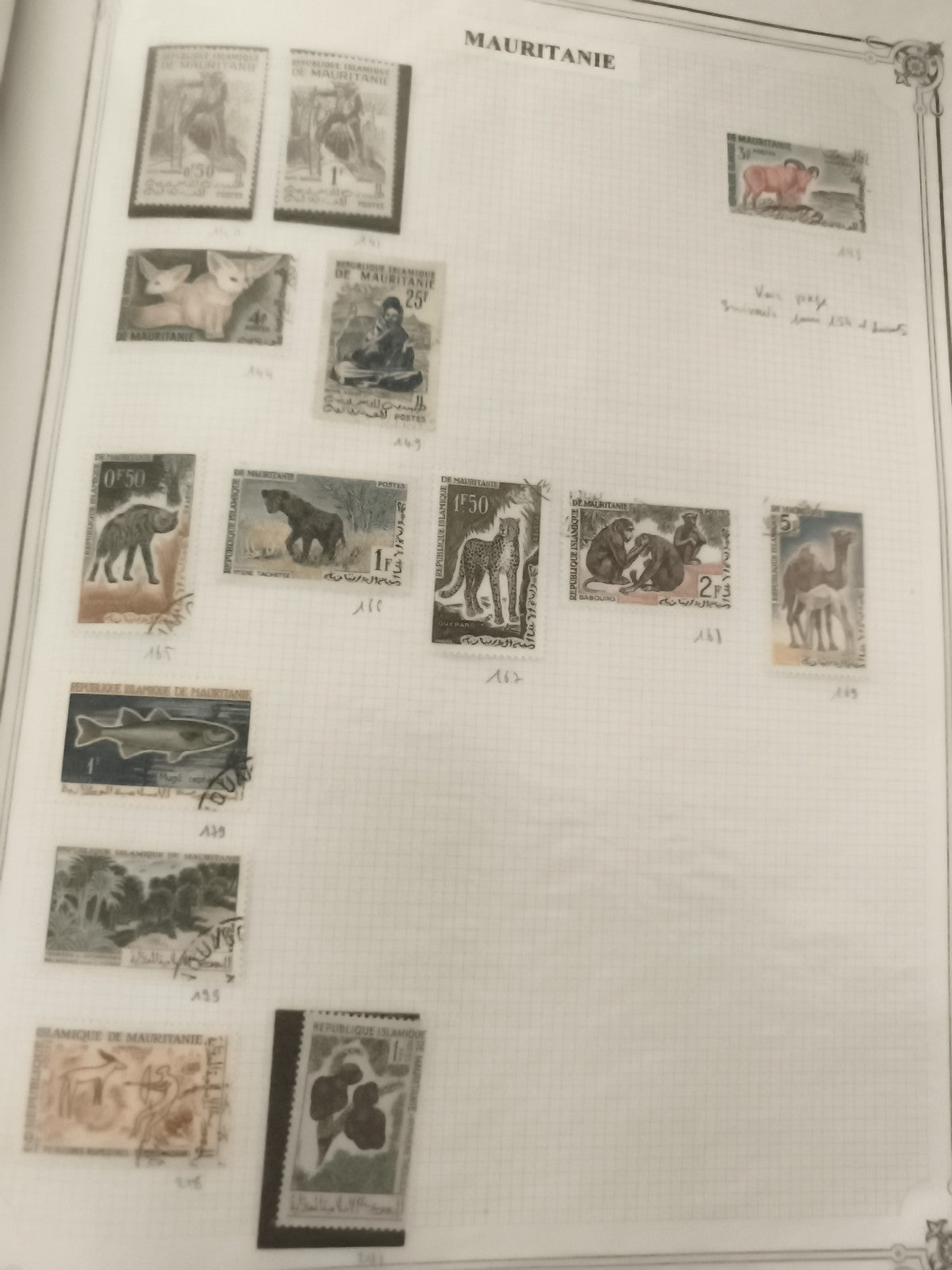 Timbres Mauritanie animaux paysages oblitérés lot thématique philatélie