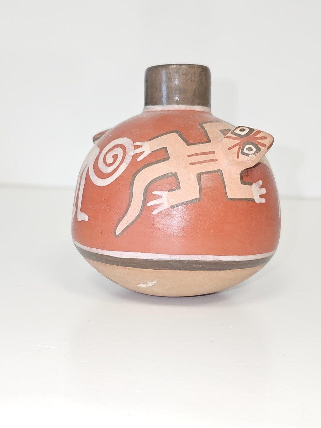 Ancien petit pot vintage Nasca Pérou signé Jenny Calle, objet de collection rare