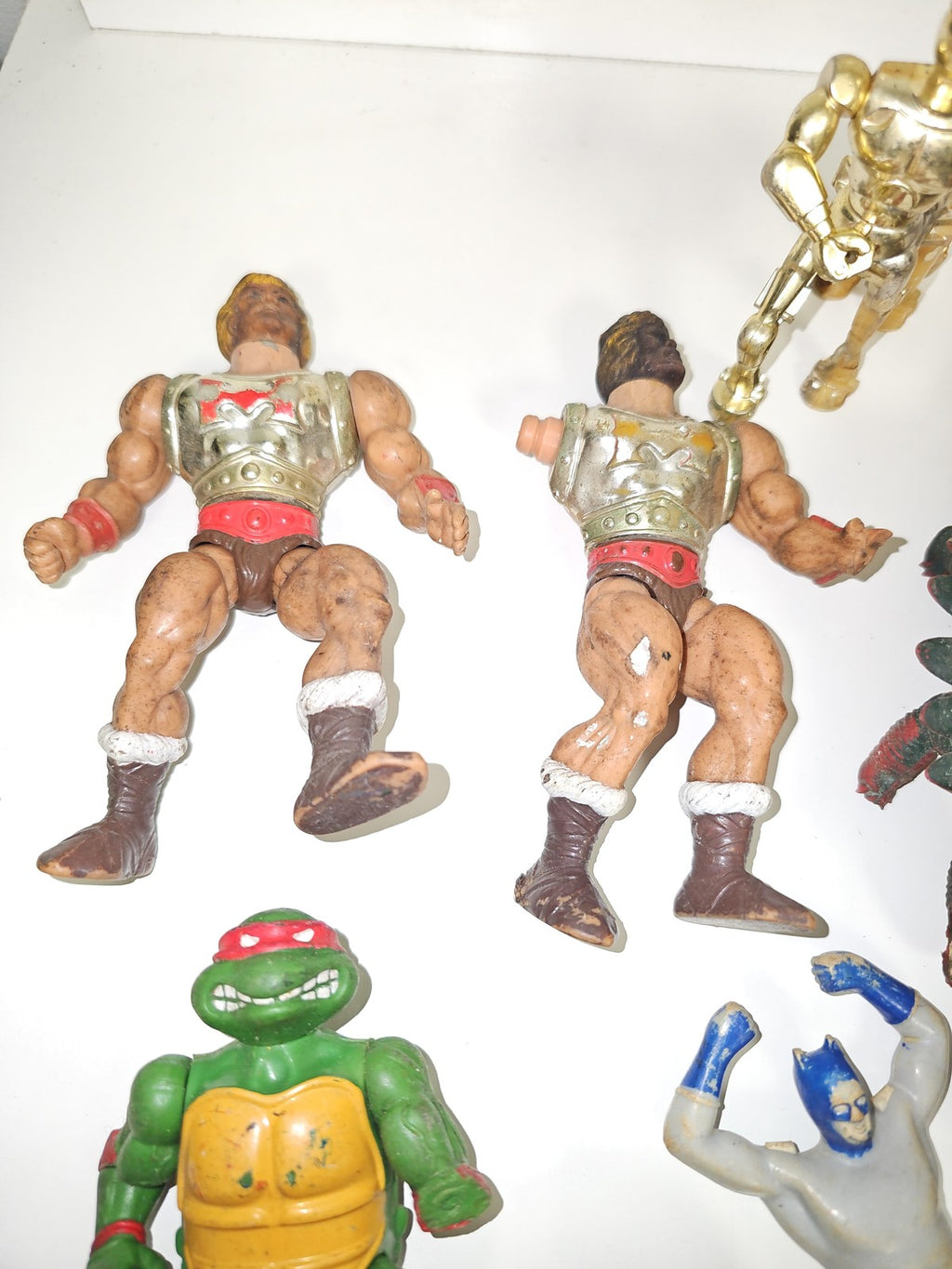Lot figurines vintage MOTU, Tortues Ninja et autres, anciens jouets vrac collect
