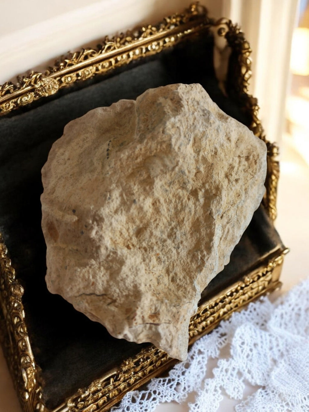 Fragment calcaire ancien, empreinte fossile naturelle, pierre décorative
