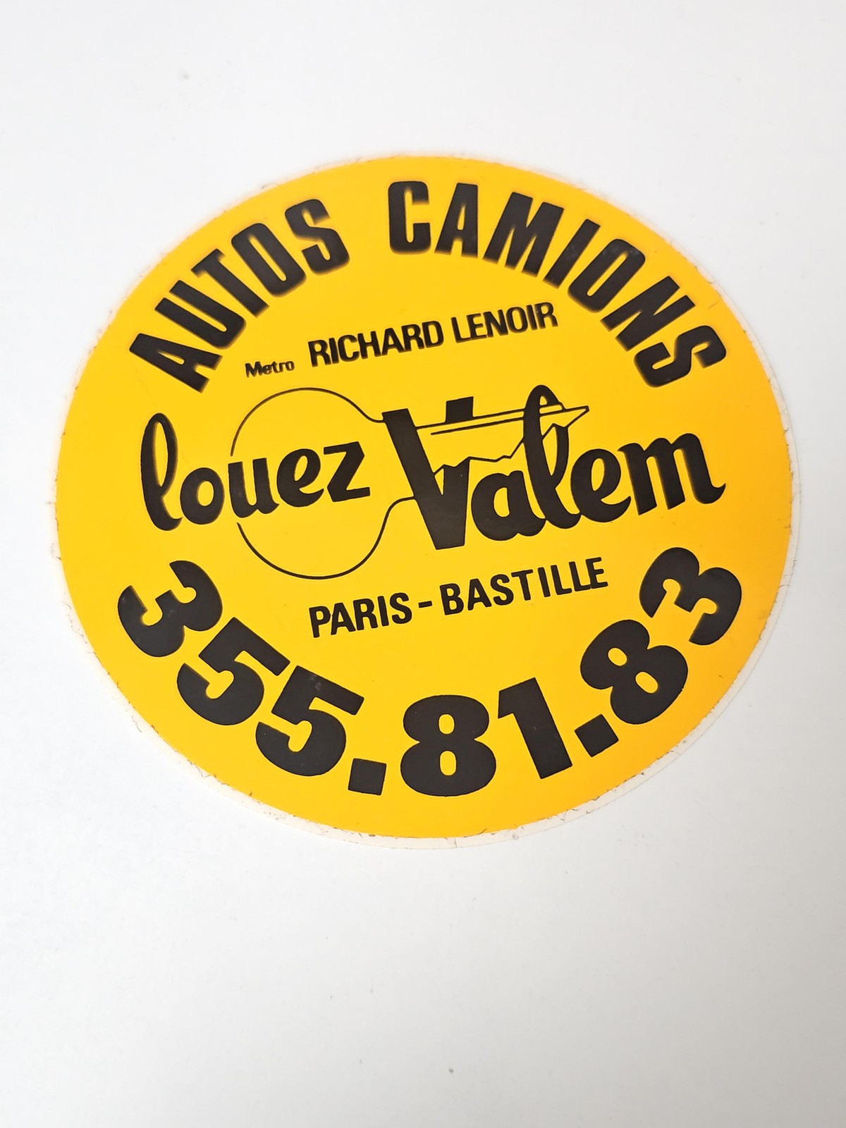 Vintage grand autocollant publicitaire Louez Valem ancien, déco rétro collection